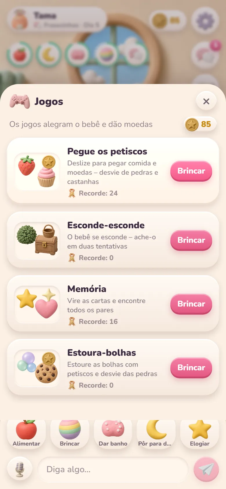 Minijogos para ganhar moedas